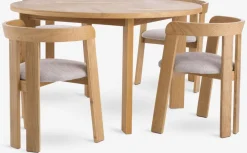 HARESKOV + BOVRUPHARESKOV Ø129 table coloris chêne naturel + 4 BOVRUP chaises