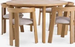 HARESKOV + BOVRUPHARESKOV Ø129 table coloris chêne naturel + 4 BOVRUP chaises