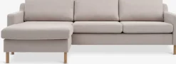 HELLERUPCanapé HELLERUP méridienne tissu beige/chêne