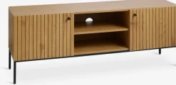 HEMDRUPMeuble TV HEMDRUP 2 portes coloris chêne chaud/noir