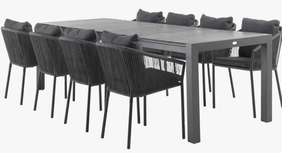 HESTEHAVE + GILJAHESTEHAVE L205/275 table noir + 4 GILJA chaises gris