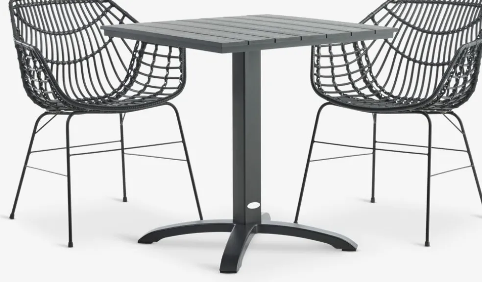 HOBRO + ILDERHUSEHOBRO L70 table + 2 ILDERHUSE chaises noir