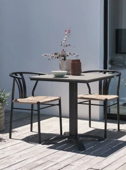 HOBRO + TAGMARKHOBRO L70 table gris + 2 TAGMARK chaises noir