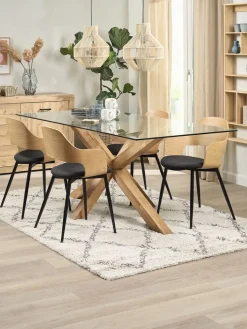 HVIDOVREChaise HVIDOVRE coloris chêne naturel/tissu noir