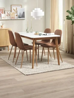 JEGIND + JONSTRUPJEGIND L130 table blanc + 4 JONSTRUP chaises cognac