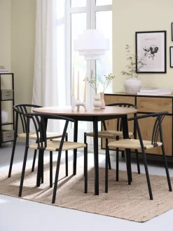JEGIND + JYDERUPJEGIND Ø105 table colo. chêne + 4 JYDERUP chaises noir/nat