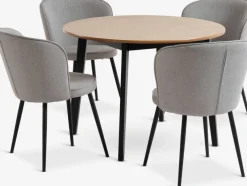 JEGIND + RISSKOVJEGIND Ø105 table coloris chêne + 4 RISSKOV chaises gris c.