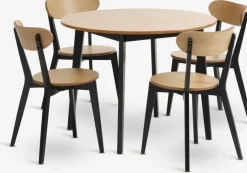 JEGINDJEGIND Ø105 table + 4 JEGIND chaises coloris chêne nat./noir