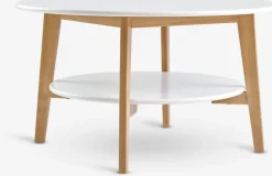 JEGINDTable basse JEGIND Ø80 1 tablette blanc/coloris chêne nat.