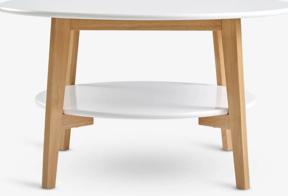 JEGINDTable basse JEGIND Ø80 1 tablette blanc/coloris chêne nat.