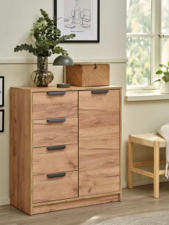 JENSLEVCommode 4 tiroirs 1 porte JENSLEV coloris chêne naturel