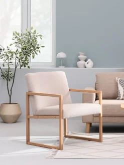 KALUNDBORGFauteuil KALUNDBORG tissu sable/chêne naturel