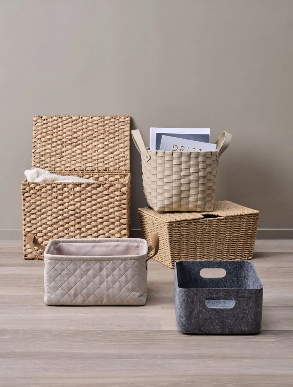 KENPanier KEN l23xL33xH18cm beige a/poignées