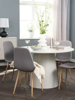 KLIPLEV + JONSTRUPKLIPLEV Ø120 table colo. travertin + 4 JONSTRUP chaises gris
