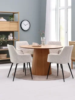 KLIPLEV + PURHUSKLIPLEV Ø120 table col. chêne + 4 PURHUS chaises blanc cassé