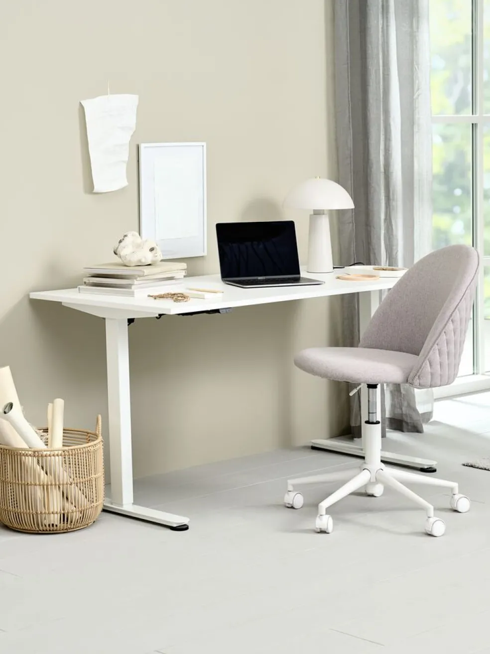 KOKKEDALChaise de bureau KOKKEDAL tissu gris/blanc