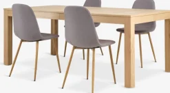 KORSKRO + JONSTRUPKORSKRO L200/326 table chêne nat. + 4 JONSTRUP chaises gris