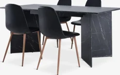 KRONDAL + JONSTRUPKRONDAL L180 table marbre + 4 JONSTRUP chaises noir