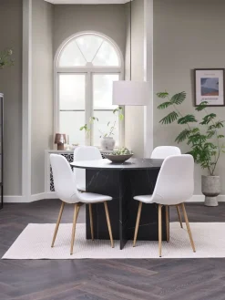 KRONDAL + JONSTRUPKRONDAL Ø110 table imi. marble + 4 JONSTRUP chaises blanc