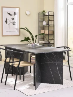 KRONDAL + JYDERUPKRONDAL L180 table marbre + 4 JYDERUP chaises noir/naturel