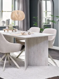 KRONDAL + ROSTRUPKRONDAL L180 table travertin + 4 ROSTRUP chaises beige