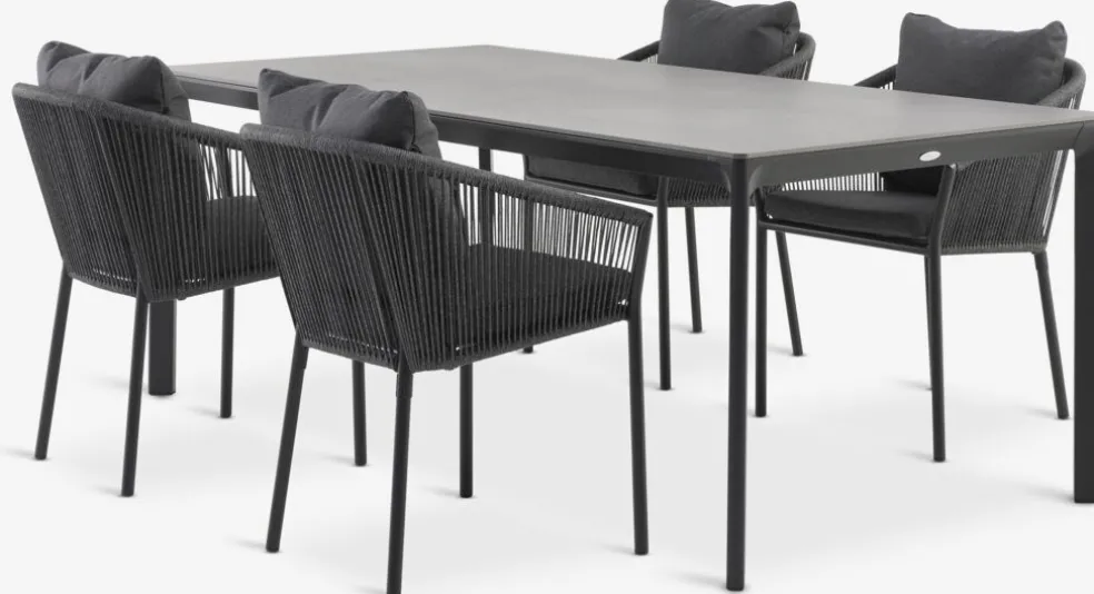 KUMLA + GILJAKUMLA L200 table + 4 GILJA chaises gris