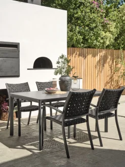 KUMLA + GLOMFJORDKUMLA L150 table gris + 4 GLOMFJORD chaises noir