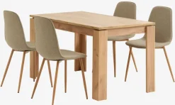 LINTRUP + BISTRUPLINTRUP L140 table coloris chêne + 4 BISTRUP chaises sable