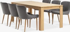 LINTRUP + PEBRINGELINTRUP L190/280 table colo. chêne + 4 PEBRINGE chaises gris