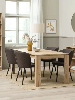 LINTRUP + RISSKOVLINTRUP L190/280 table colo. chêne + 4 RISSKOV chaises brun