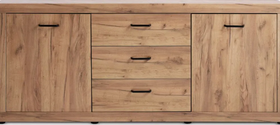 LINTRUPBuffet LINTRUP 2 portes 3 tiroirs coloris chêne naturel