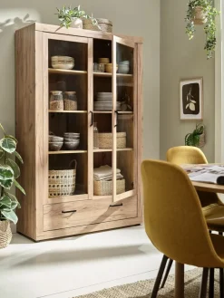 LINTRUPVitrine LINTRUP 2 portes coloris chêne naturel