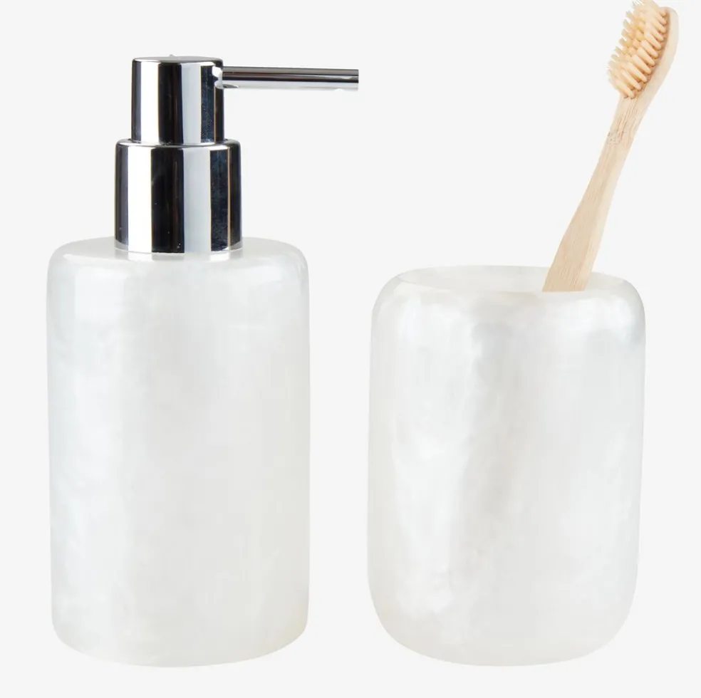 LISTERBYDistributeur de savon LISTERBY blanc effet nacre