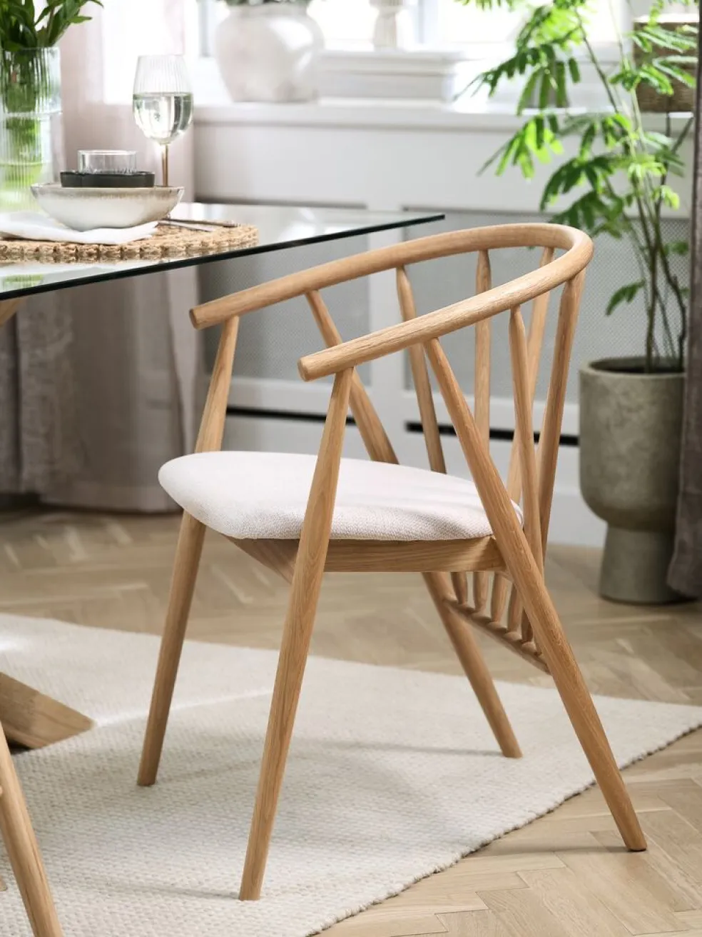 LYKSBORGChaise LYKSBORG chêne naturel/tissu blanc cassé