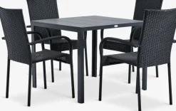 MADERUP + GUDHJEMMADERUP L90 table + 4 GUDHJEM chaises noir