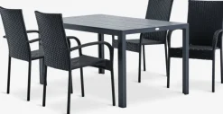 MADERUP + GUDHJEMMADERUP L150 table + 4 GUDHJEM chaises noir