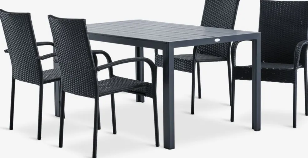 MADERUP + GUDHJEMMADERUP L150 table + 4 GUDHJEM chaises noir