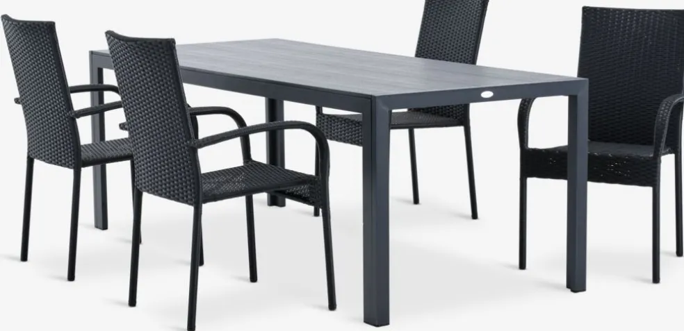 MADERUP + GUDHJEMMADERUP L205 table + 4 GUDHJEM chaises noir