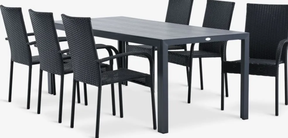 MADERUP + GUDHJEMMADERUP L205 table + 4 GUDHJEM chaises noir