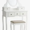 MALLINGCoiffeuse + tabouret MALLING a/miroir blanc/beige