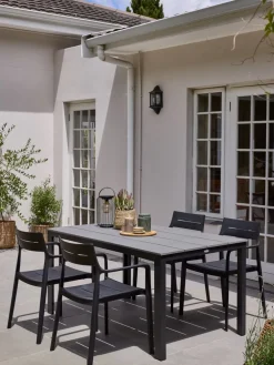 MARIELYST + INGSTRUPMARIELYST L205 table gris + 4 INGSTRUP chaises noir