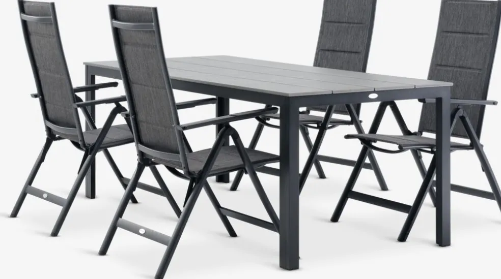 MARIELYST + MYSENMARIELYST L205 table + 4 MYSEN chaises gris