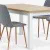 MARKSKEL + JONSTRUPMARKSKEL L150/193 table col. chêne + 4 JONSTRUP chaises bleu