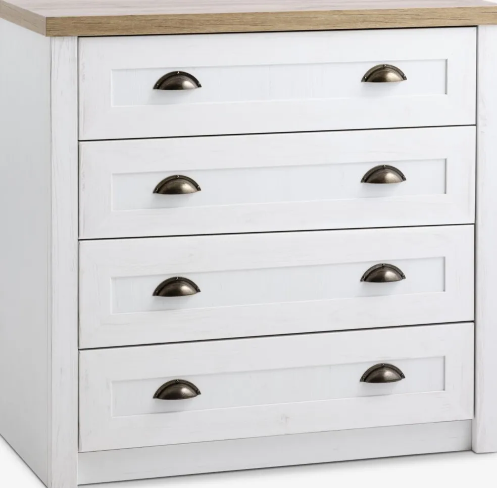 MARKSKELCommode 4 tiroirs MARKSKEL blanc/coloris chêne naturel