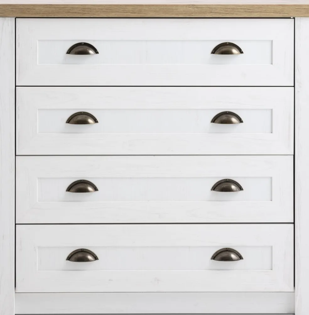 MARKSKELCommode 4 tiroirs MARKSKEL blanc/coloris chêne naturel
