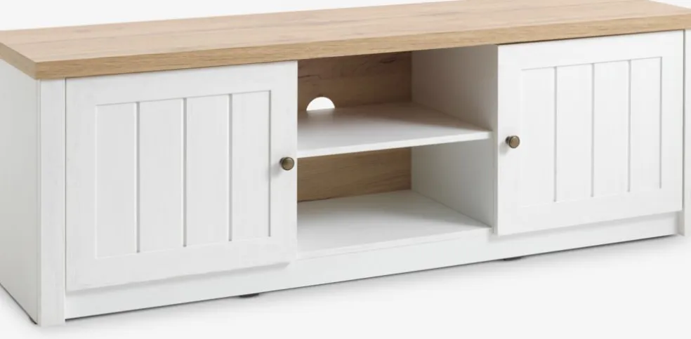 MARKSKELMeuble TV MARKSKEL 2 portes coloris blanc/chêne naturel