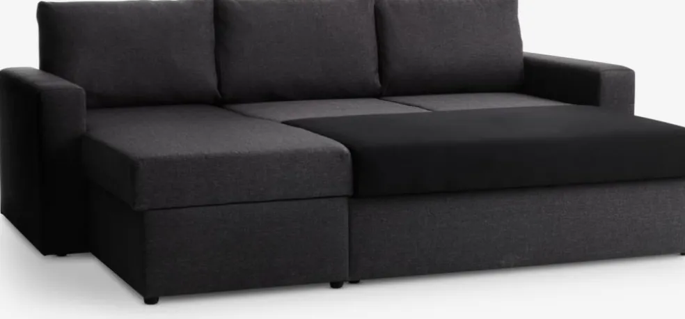 MARSLEVCanapé convertible avec méridienne MARSLEV tissu gris foncé