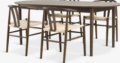 MARSTRAND + GUDERUPMARSTRAND L200/280 table coloris chêne + 4 GUDERUP chaises