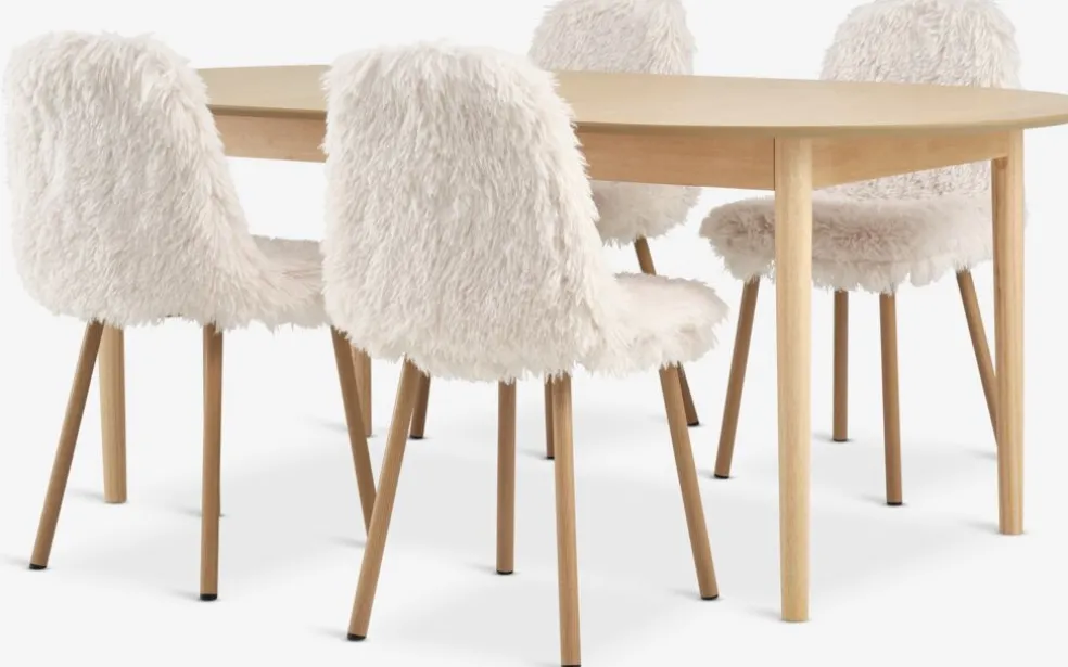 MARSTRAND + JONSTRUPMARSTRAND L200/280 table colo.ch. + 4 JONSTRUP chaises teddy
