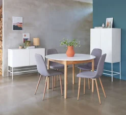MARSTRAND + JONSTRUPMARSTRAND Ø110 table blanc + JONSTRUP chaises gris